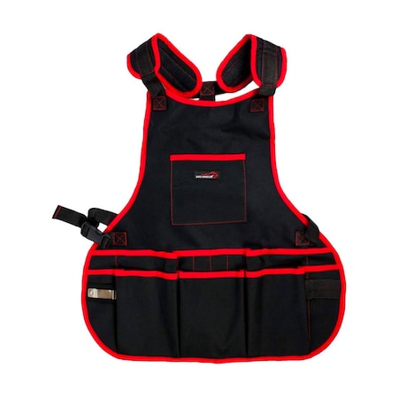 Safe Handler Professional 16 Pocket Tool Apron, Black/Red BLSH-ES-AP-1BKR